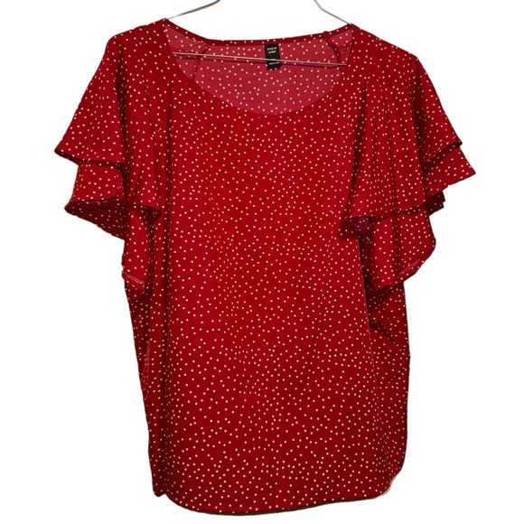 Women’s SHEIN Candy Apple Red Short Sleeve Blouse With Small White Dots. Size 3X - Picture 4 of 6
